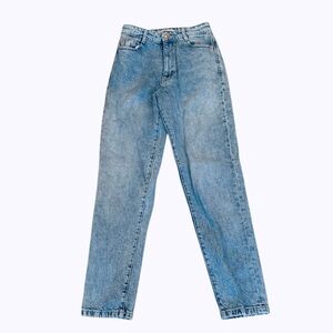 Zara High Rise Jeans Mom Fit Straight Leg Blue 4